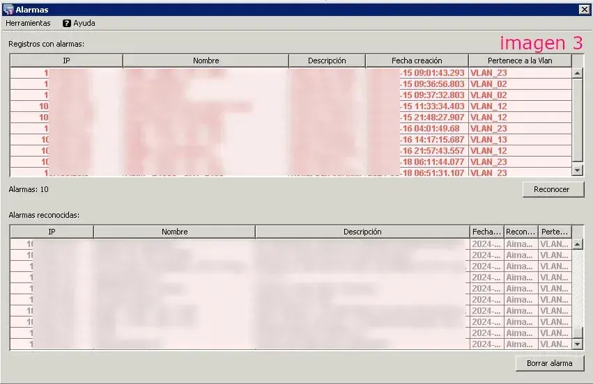 Panel de alarmas